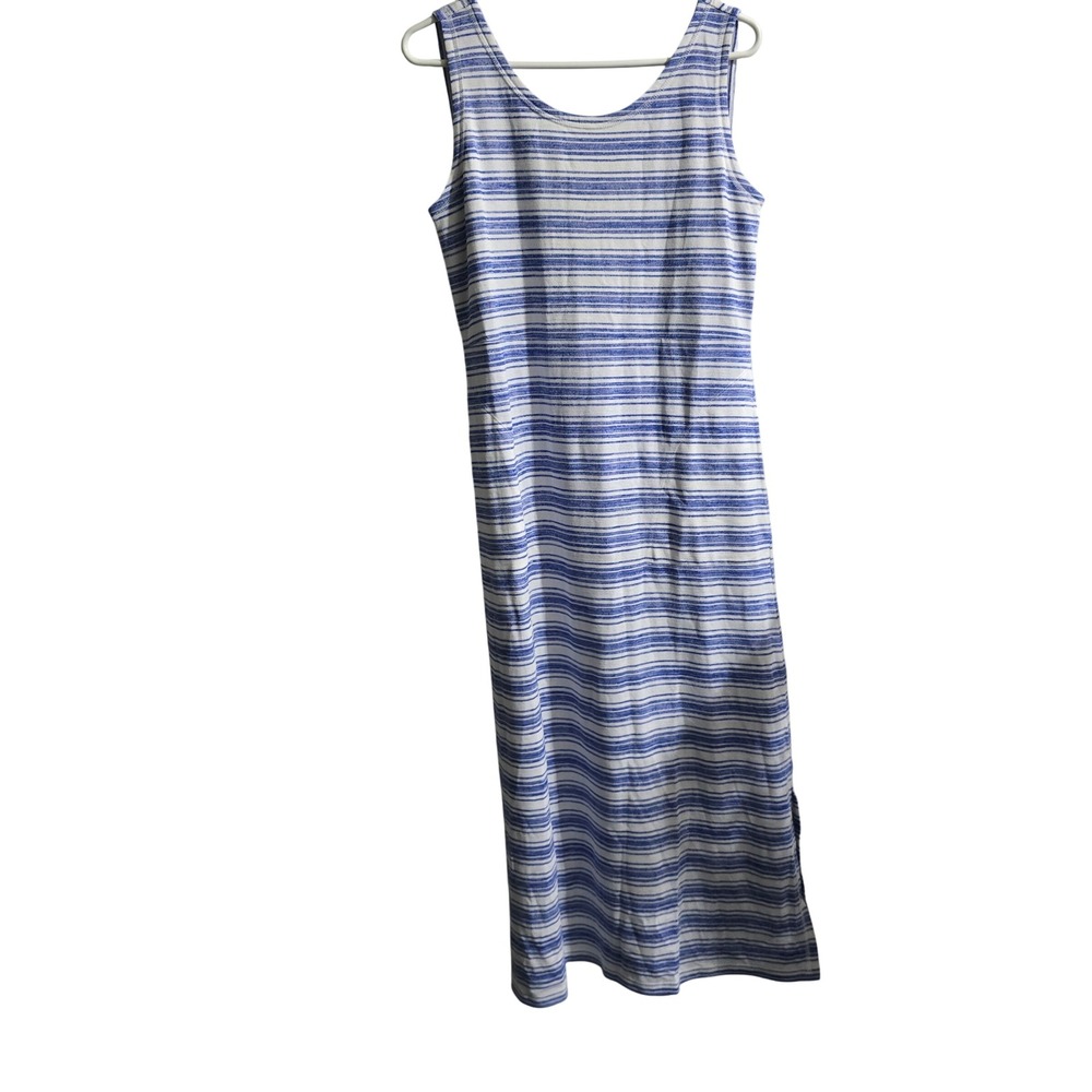 T by Talbots Maxi‎ Dress Womens Medium Blue White Striped Tie Back Sleeveless